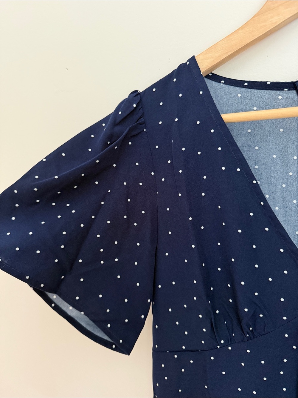 RIHOAS Navy Polka Dot Tie-Front Mini Dress - Picture 4 of 6